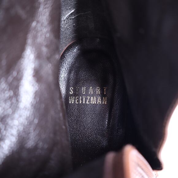 STUART WEITZMAN Leather Studded Cowgirl Boots Brown Mid-Calf Heeled Women's 6M - Picture 6 of 8